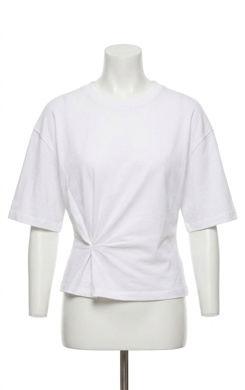 NEW MICHAEL STARS zinnia tokyo jersey side pleated tee in white